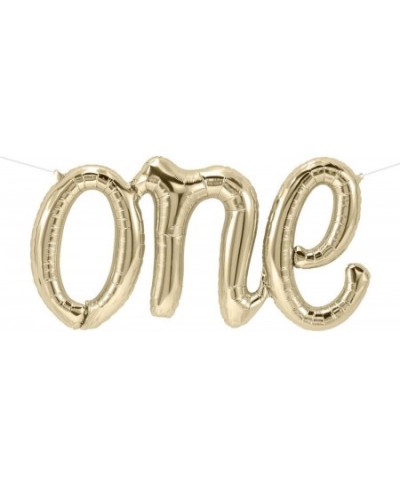 One Balloon Banner White Gold Number One Script Balloons 1 Balloon One Letter Foil Balloons for First Birthday Decoration 1 Y...