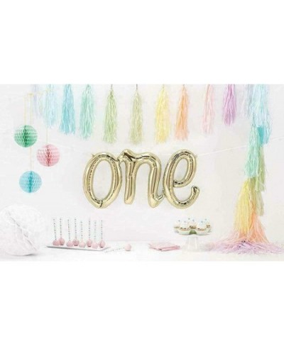 One Balloon Banner White Gold Number One Script Balloons 1 Balloon One Letter Foil Balloons for First Birthday Decoration 1 Y...