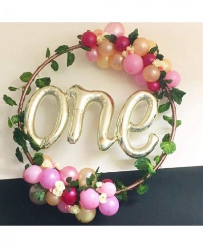 One Balloon Banner White Gold Number One Script Balloons 1 Balloon One Letter Foil Balloons for First Birthday Decoration 1 Y...