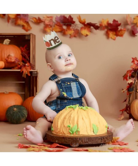 Pumpkin 1st Birthday Crown for Boys- Pumpkin Birthday Decorations for Boys 1st Birthday Hat First Birthday Decorations Boy Ca...