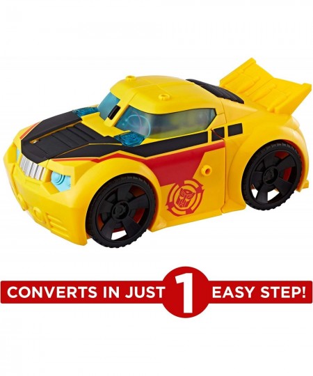 Transformers Rescue Bots Bumblebee Rescue Guard 10-Inch Converting Toy Robot Action Figure Lights and Sounds Toys for Kids Ag...