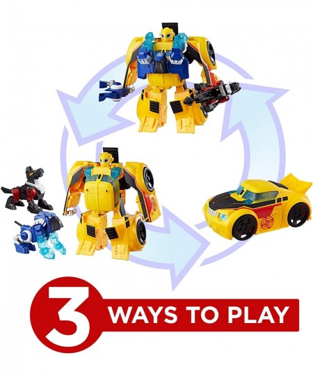 Transformers Rescue Bots Bumblebee Rescue Guard 10-Inch Converting Toy Robot Action Figure Lights and Sounds Toys for Kids Ag...