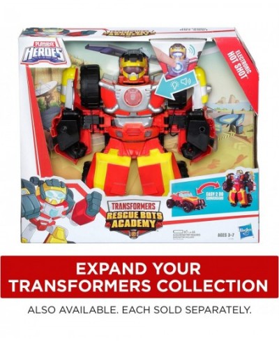 Transformers Rescue Bots Bumblebee Rescue Guard 10-Inch Converting Toy Robot Action Figure Lights and Sounds Toys for Kids Ag...