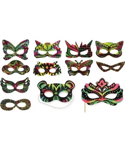 24 Sets Rainbow Scratch Paper Art Superhero Masks Dress Up Halloween Costumes Creative Classroom Arts and Crafts Fun Drawings...