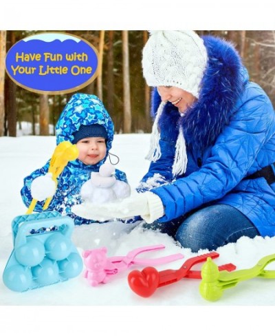 Snow Toys 7pcs Snow Sand Molds Toys for Kids with Drawstring Bag Winter Outdoor Snowball Fights Maker Tool Clip with Handle f...