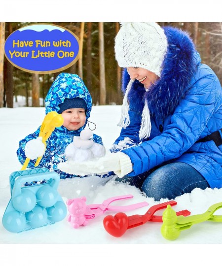 Snow Toys 7pcs Snow Sand Molds Toys for Kids with Drawstring Bag Winter Outdoor Snowball Fights Maker Tool Clip with Handle f...