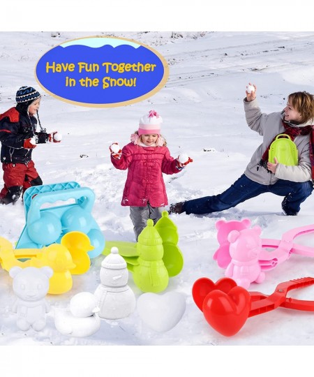 Snow Toys 7pcs Snow Sand Molds Toys for Kids with Drawstring Bag Winter Outdoor Snowball Fights Maker Tool Clip with Handle f...