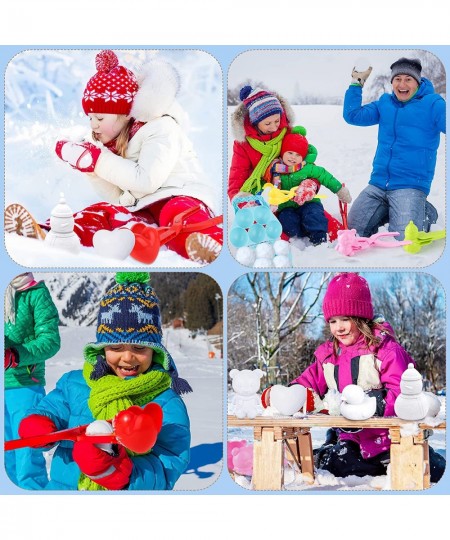 Snow Toys 7pcs Snow Sand Molds Toys for Kids with Drawstring Bag Winter Outdoor Snowball Fights Maker Tool Clip with Handle f...