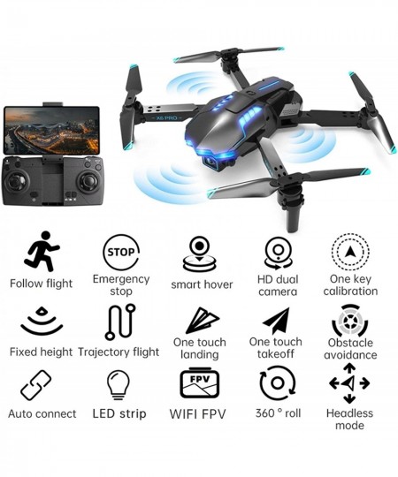 Drone with Dual Camera 4K HD FPV Camera Drone for Kids and Adults Mini Foldable RC Airplane WiFi RC Quadcopter Drone Headless...