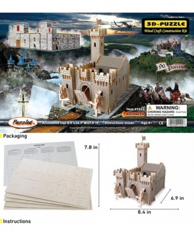 3D Puzzle Fortress Set Wood Craft Construction Model Kit Fun & Educational DIY Wooden Toy Assemble Model Unfinished Crafting ...