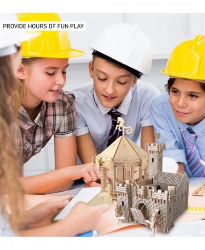 3D Puzzle Fortress Set Wood Craft Construction Model Kit Fun & Educational DIY Wooden Toy Assemble Model Unfinished Crafting ...