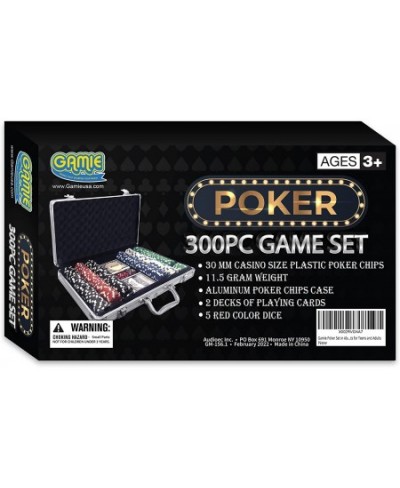 Poker Set in Aluminum Case Casino Poker chip Kit with 300 Chips 2 Decks of Playing Cards 5 Dice and 1 Deluxe Case Fun Game Ni...