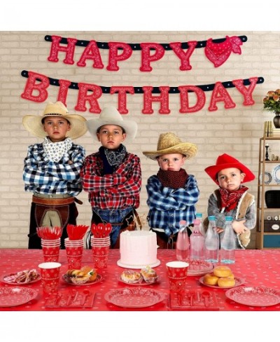 Cowboy Party Supplies Serves 16 Red Bandana Party Decorations for Boys Birthday Western Party Plates Napkins 12oz Cups Tablec...