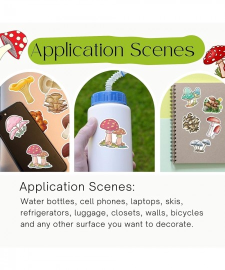 Mushrooms Stickers 100PCS Cartoon Vinyl Waterproof Decorative Stickers for Laptop Computer Skateboard Water Bottle Guitar Win...