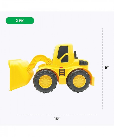 Builders 2 Pack Construction Vehicles - Large Yellow Front Loader and Dump Truck with Lights and Sounds - Kids Construction T...