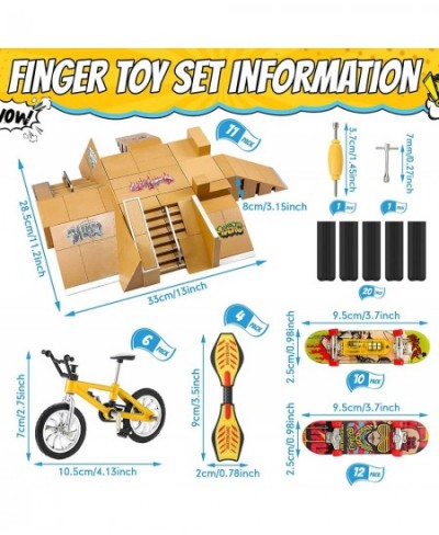 62 Pcs Skate Park Kit Fingerboard Skatepark Finger Skateboard Deck Ramp Set with Mini Fingerboards LED Toys Bike Caster Board...