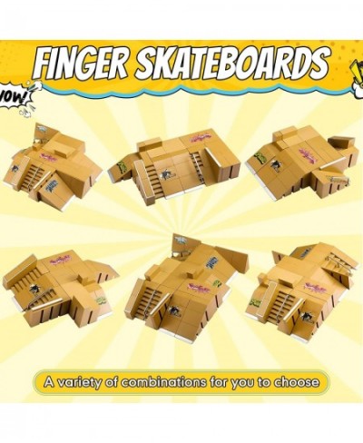 62 Pcs Skate Park Kit Fingerboard Skatepark Finger Skateboard Deck Ramp Set with Mini Fingerboards LED Toys Bike Caster Board...