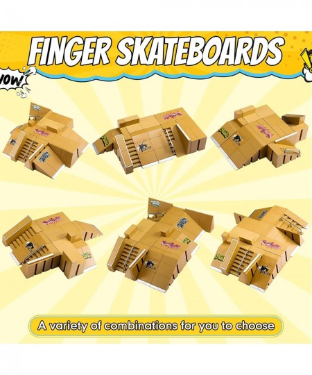 62 Pcs Skate Park Kit Fingerboard Skatepark Finger Skateboard Deck Ramp Set with Mini Fingerboards LED Toys Bike Caster Board...