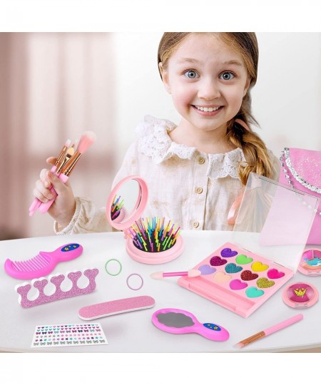 19 Pcs 18 Inch Girl Doll Accessories Make Up Pretended Toys Include Doll Clothes Cosmetic Bag Brush Eye Shadow Cheek Hairclip...