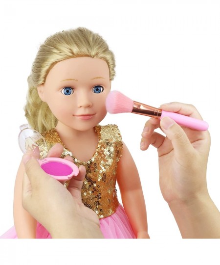 19 Pcs 18 Inch Girl Doll Accessories Make Up Pretended Toys Include Doll Clothes Cosmetic Bag Brush Eye Shadow Cheek Hairclip...