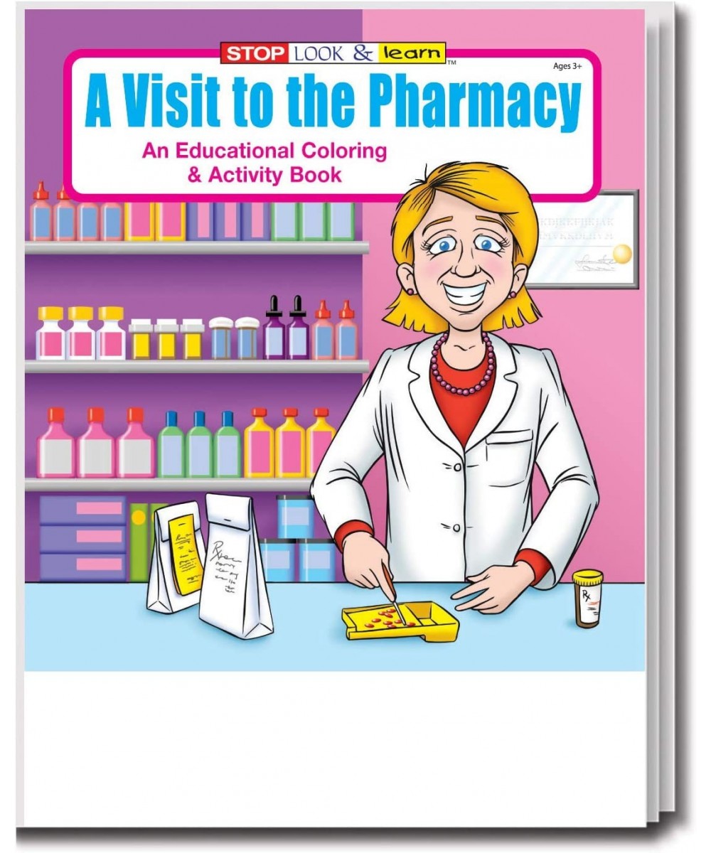 Visit to The Pharmacy - Kids Educational Coloring Books (25 Bulk Pack Without Crayons) - Pharmacist Handout Supplies Drug Sto...