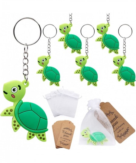 Sea Animal Turtle Keychains Party Favors 24 Sets Goodie Gift Bags with Kraft Thank You Tags White Bag for Kids Ocean Mermaid ...