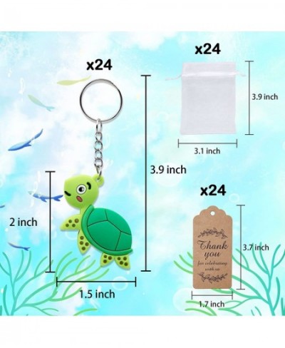 Sea Animal Turtle Keychains Party Favors 24 Sets Goodie Gift Bags with Kraft Thank You Tags White Bag for Kids Ocean Mermaid ...