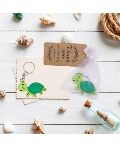 Sea Animal Turtle Keychains Party Favors 24 Sets Goodie Gift Bags with Kraft Thank You Tags White Bag for Kids Ocean Mermaid ...