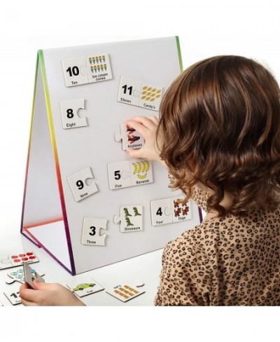 Kids Self-Standing Double-Sided Tabletop Magnetic Easel Dry Erase White Board. Includes 8 Dry Erase Markers + Educational Mag...