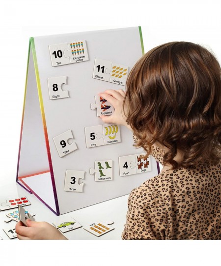 Kids Self-Standing Double-Sided Tabletop Magnetic Easel Dry Erase White Board. Includes 8 Dry Erase Markers + Educational Mag...