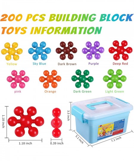 Building Blocks Kids STEM Toys 200Pcs | 9 Colors of Building Toys | Educational for Preschool Kids Age 3+ | Interlocking Soli...