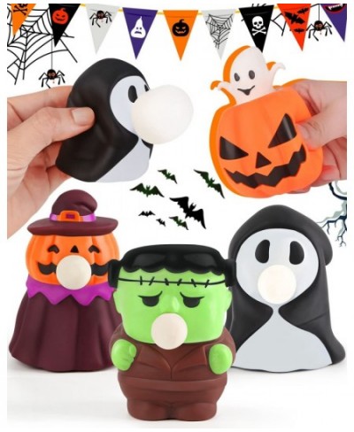 Halloween Squishy Toys for Kids 4 Pcs Squeeze Toys Pumpkin Ghosts Stress Relief Toys Halloween Party Favors Halloween Games T...