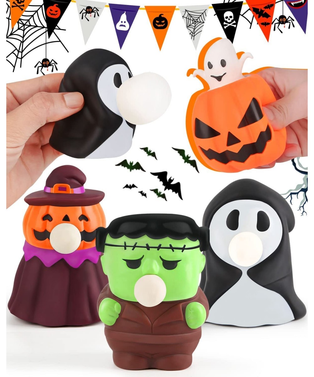 Halloween Squishy Toys for Kids 4 Pcs Squeeze Toys Pumpkin Ghosts Stress Relief Toys Halloween Party Favors Halloween Games T...