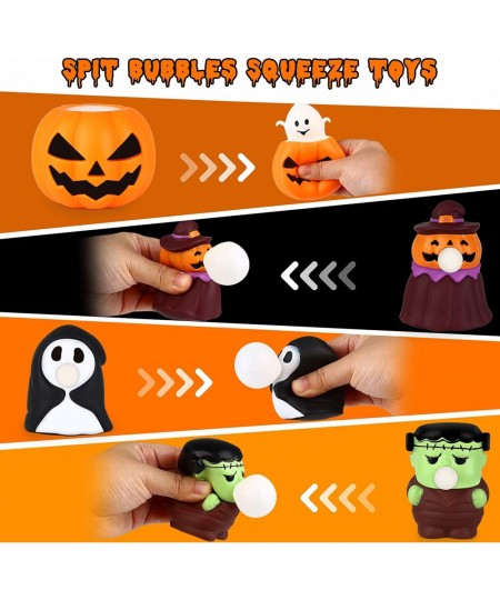 Halloween Squishy Toys for Kids 4 Pcs Squeeze Toys Pumpkin Ghosts Stress Relief Toys Halloween Party Favors Halloween Games T...