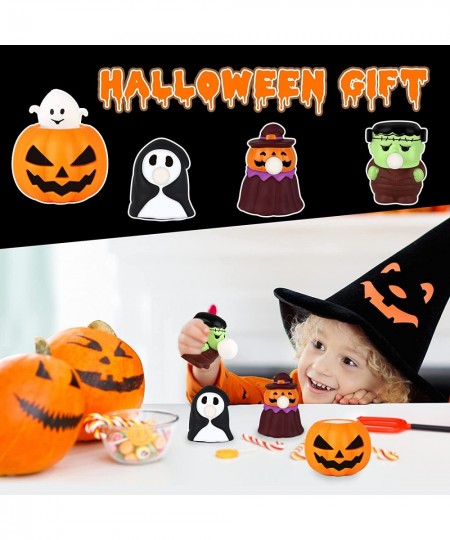 Halloween Squishy Toys for Kids 4 Pcs Squeeze Toys Pumpkin Ghosts Stress Relief Toys Halloween Party Favors Halloween Games T...