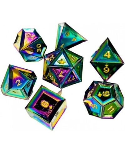 Tesseract Dice - Shiny Metal Rainbow - Unique Rolling Action - RPG Set of 7 Playing Dice for Dungeons and Dragons Role Playin...