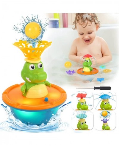 Baby Bath Toys 5 Modes Crocodile Automatic Spray Water Bath Toy for Toddlers 1-3 Light Up Sprinkler Bathtub Toys for Toddlers...