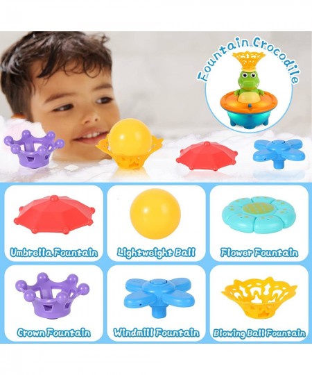 Baby Bath Toys 5 Modes Crocodile Automatic Spray Water Bath Toy for Toddlers 1-3 Light Up Sprinkler Bathtub Toys for Toddlers...