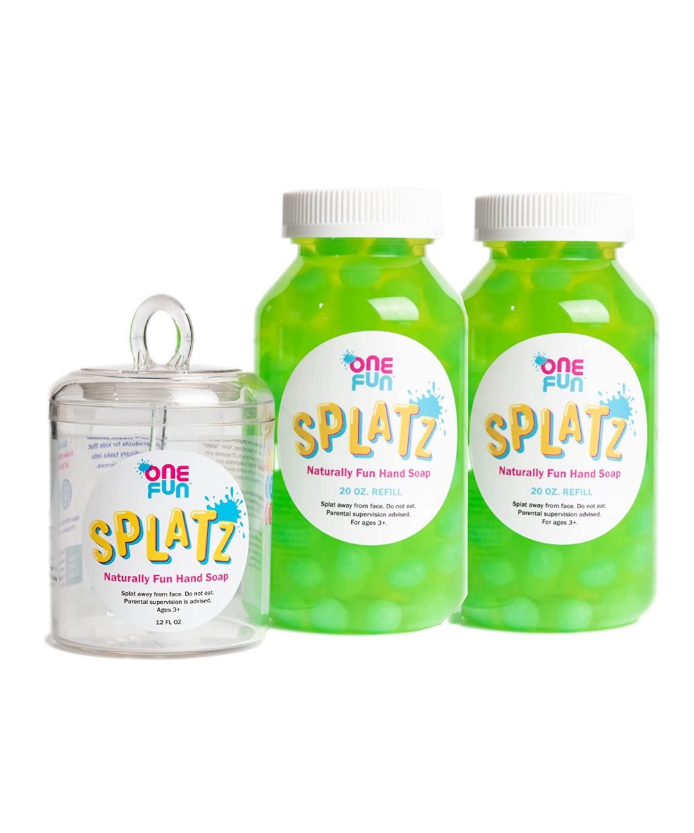 SPLATZ™ Fun Hand Soap for Kids All Natural Bursting Bubbles of Pure Soap Tactile and Sensory Play Green Color Crisp Apple Sce...