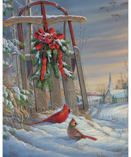 Springbok's 1000 Piece Jigsaw Puzzle Winter Red Birds - Made in USA $33.49 - Jigsaw Puzzles