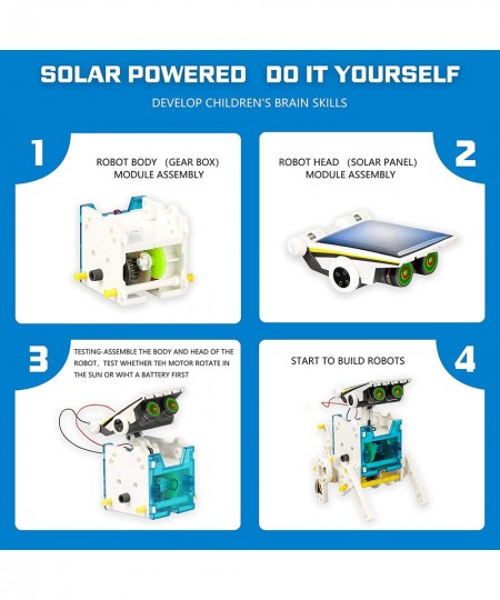 STEM 13-in-1 Solar Power Robots Creation Toy Educational Experiment DIY Robotics Kit Science Toy Solar Powered Building Robot...