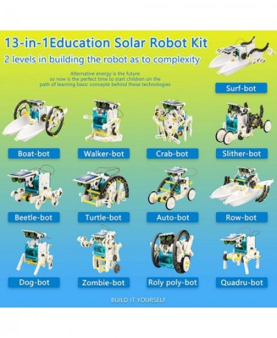 STEM 13-in-1 Solar Power Robots Creation Toy Educational Experiment DIY Robotics Kit Science Toy Solar Powered Building Robot...