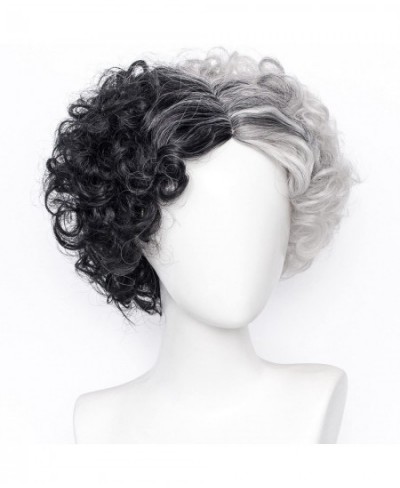 Cruella Wig Short Curly Wig Split Dye Wigs for Women Girl Cruella Devil Wig for Halloween Party Wigs $17.54 - Kids' Dress-Up ...