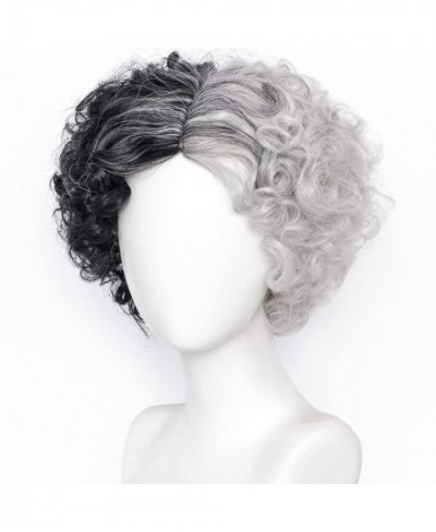 Cruella Wig Short Curly Wig Split Dye Wigs for Women Girl Cruella Devil Wig for Halloween Party Wigs $17.54 - Kids' Dress-Up ...