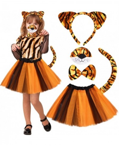 5 Pcs Tiger Costume for Kids Accessories Headband Ear Nose Tie Tail Animal Tutu Skirt Halloween Cosplay Party Stage Performan...