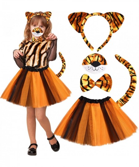 5 Pcs Tiger Costume for Kids Accessories Headband Ear Nose Tie Tail Animal Tutu Skirt Halloween Cosplay Party Stage Performan...