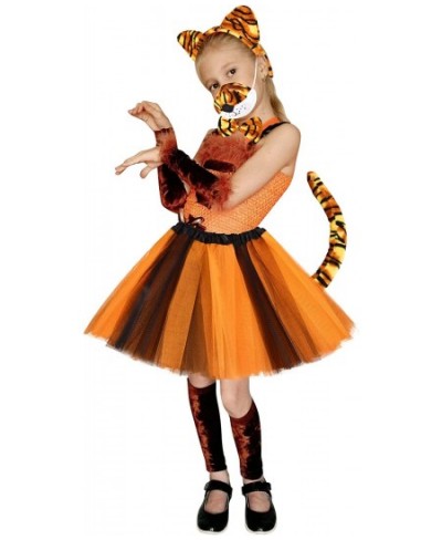 5 Pcs Tiger Costume for Kids Accessories Headband Ear Nose Tie Tail Animal Tutu Skirt Halloween Cosplay Party Stage Performan...