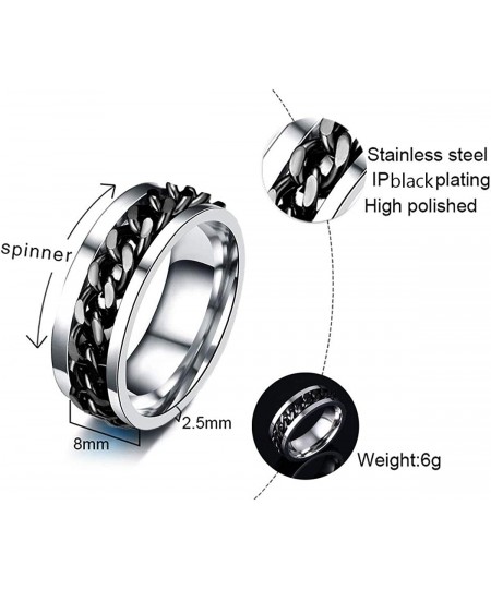 4PCS Plain Band Rings for Men Stainless Steel Rings for Men Wedding Ring Cool Spinner Rings for Men Black Stainless Steel Rin...