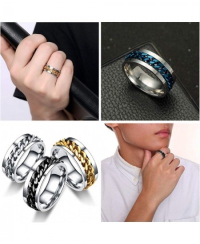 4PCS Plain Band Rings for Men Stainless Steel Rings for Men Wedding Ring Cool Spinner Rings for Men Black Stainless Steel Rin...