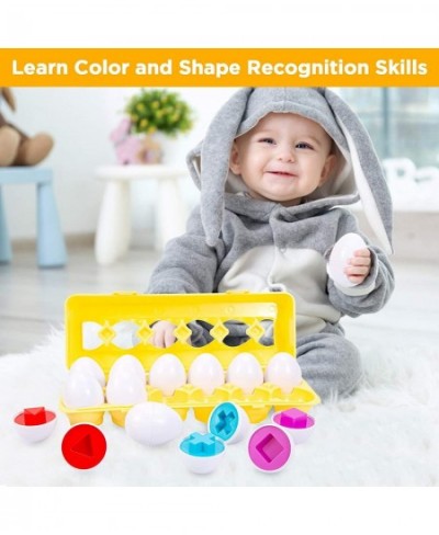 Matching Eggs Toys for Toddlers 1 2 3 Year olds 12 Pack Easter Eggs Baby Color Shape Recognition Sorting & Stacking Learning ...